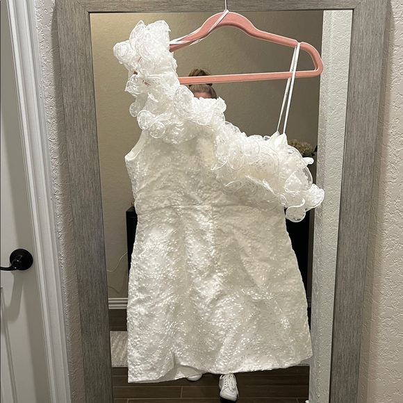 Lulu's White One Shoulder Dress - Picture 4 of 6
